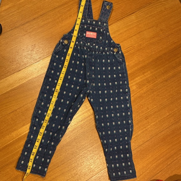 Vintage Osh Kosh B’Gosh Girl’s Embroidered Floral Denim Overall 2T - Union Tag - Picture 14 of 15